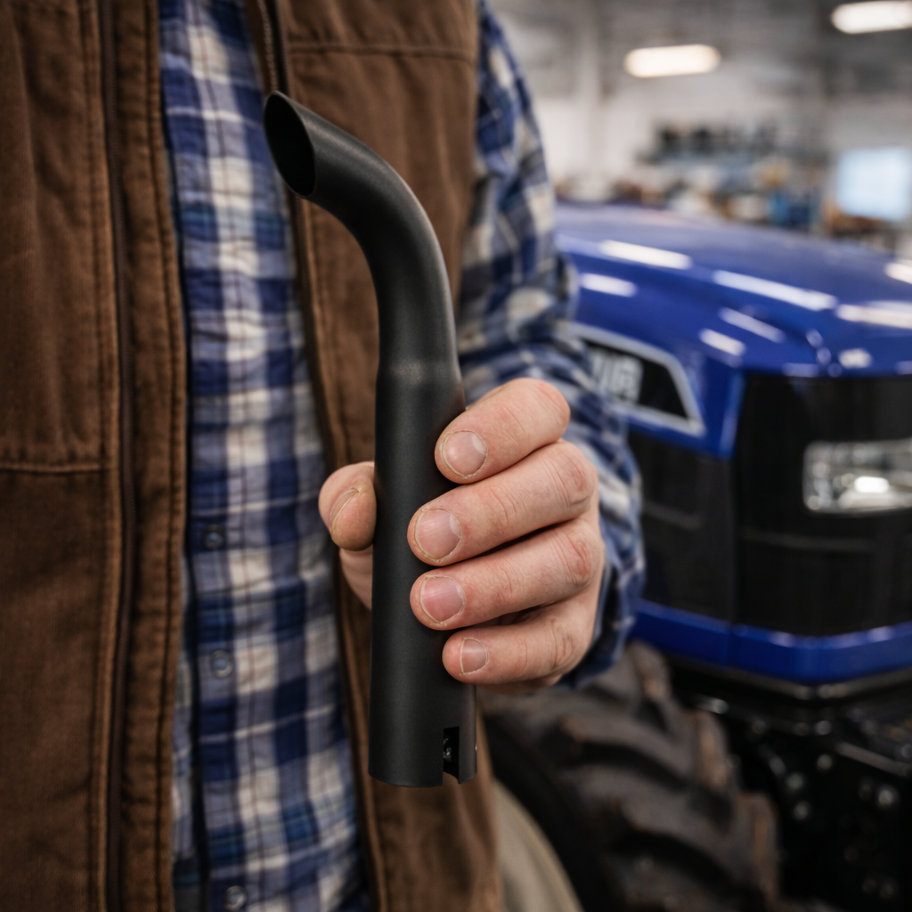 Exhaust Stack Pipe 1-1/2" x 12" Curved Black Universal