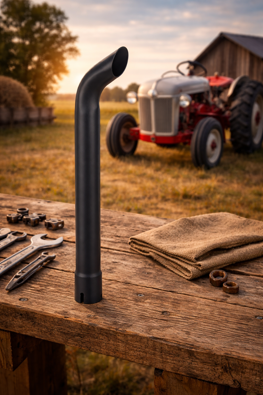 Exhaust Pipe Stack Replacement UNIVERSAL - 1-1/2" x 24 Curved Black