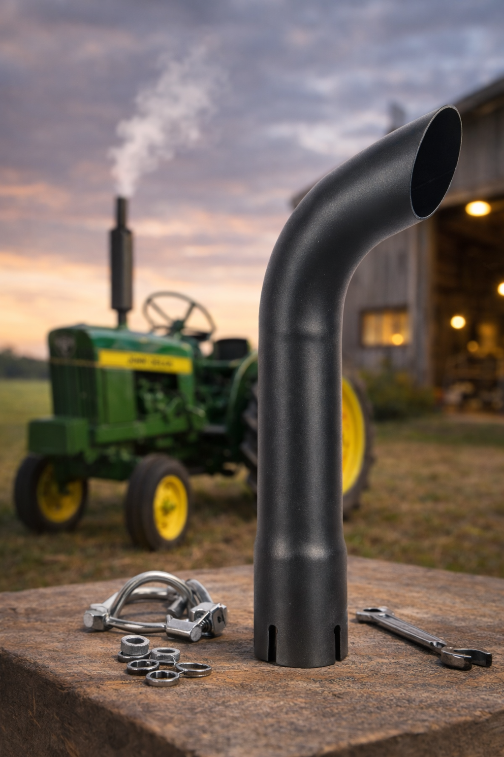 Exhaust Stack Pipe 1-3/4" x 12" Curved Black