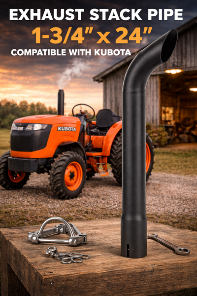 Exhaust Stack Pipe Replacement for KUBOTA 1-3/4" x 24" Curved Black