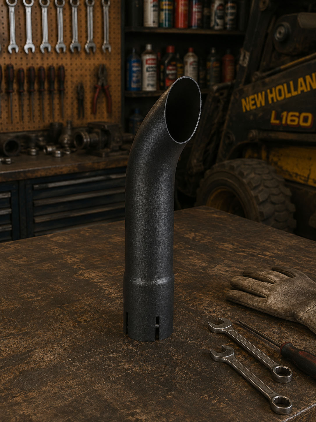 Exhaust Stack Pipe 2" x 12" Curved Black Unıversal Type