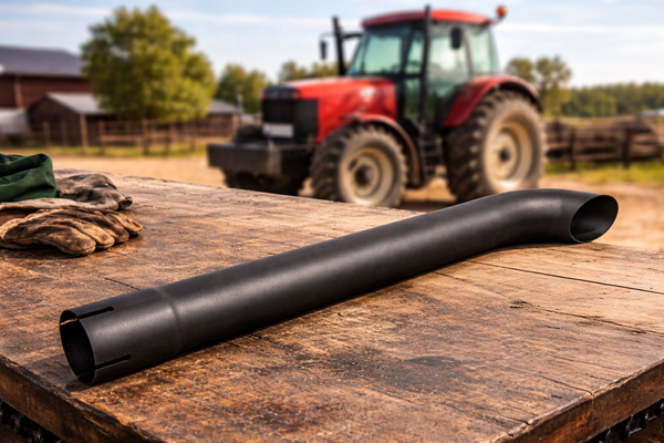 Exhaust End Pipe Stack Replacement UNIVERSAL - 2 -1/4" x 24" Curved Black