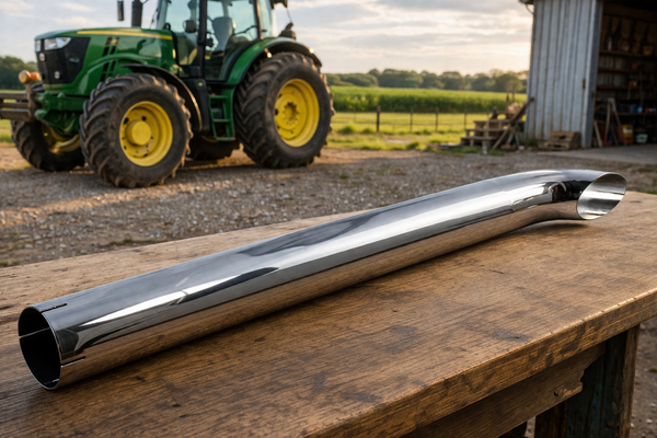 Exhaust Stack Pipe 4" x 48" Curved Chrome