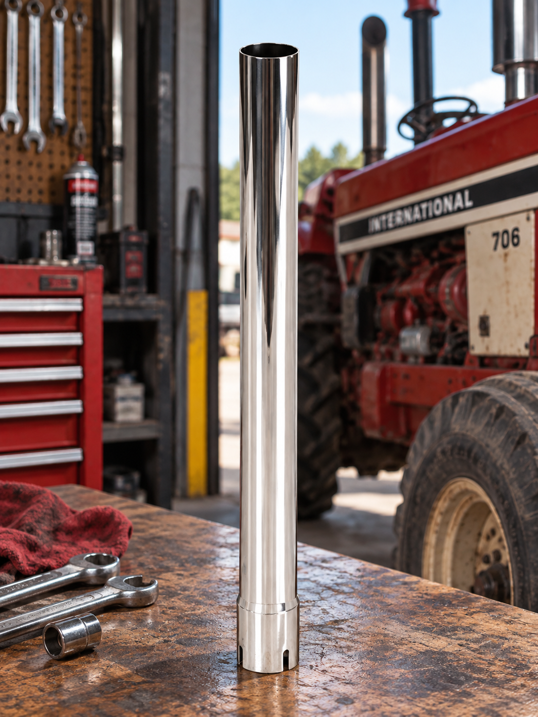 Exhaust Stack Pipe 2-3/8" x 24" Straight Chrome