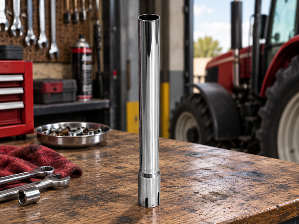 Universal Exhaust Stack Straight End Pipe Chrome 1" x 12" for Tractors