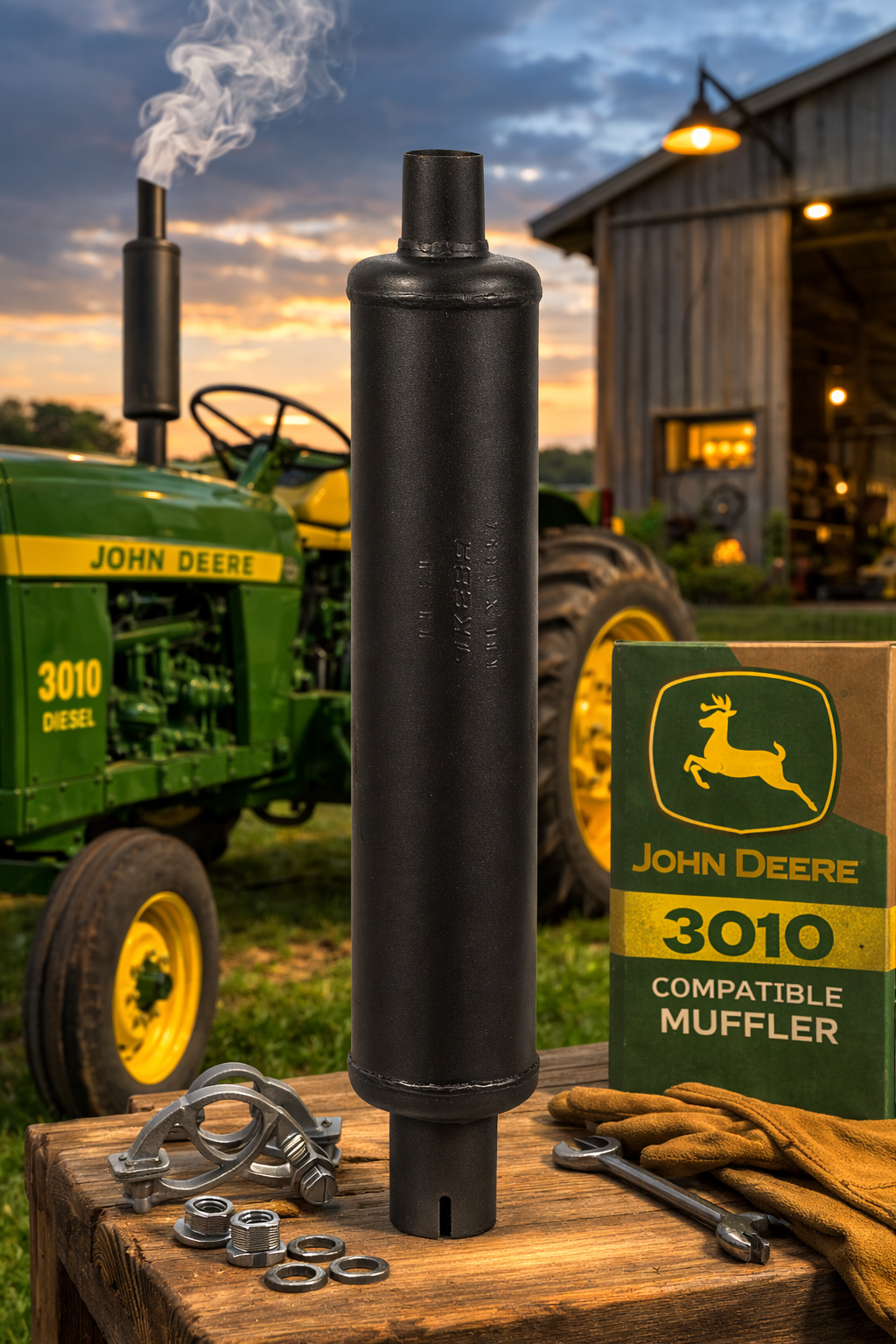 Muffler Replacement for JOHN DEERE 3010 3020 4000 4010 4020 AR26640 AR26786