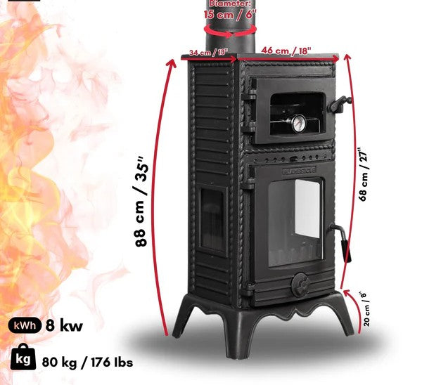 Major Lux Cast Iron Stove Wood Burning Vintage Ambiance Rustic For Cozy Home