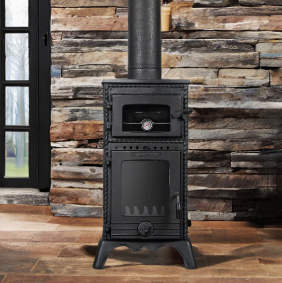 Major Cast Iron Stove Burning Wood Traditional Look Retro Style Luxury Design