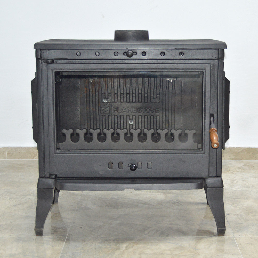 Retro Style Cast Iron Stove With Oven and Side Cover | Large Wood Cook Stove